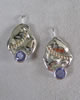 Blue Fluorite earrings in Sterling Silver and 14K Gold.